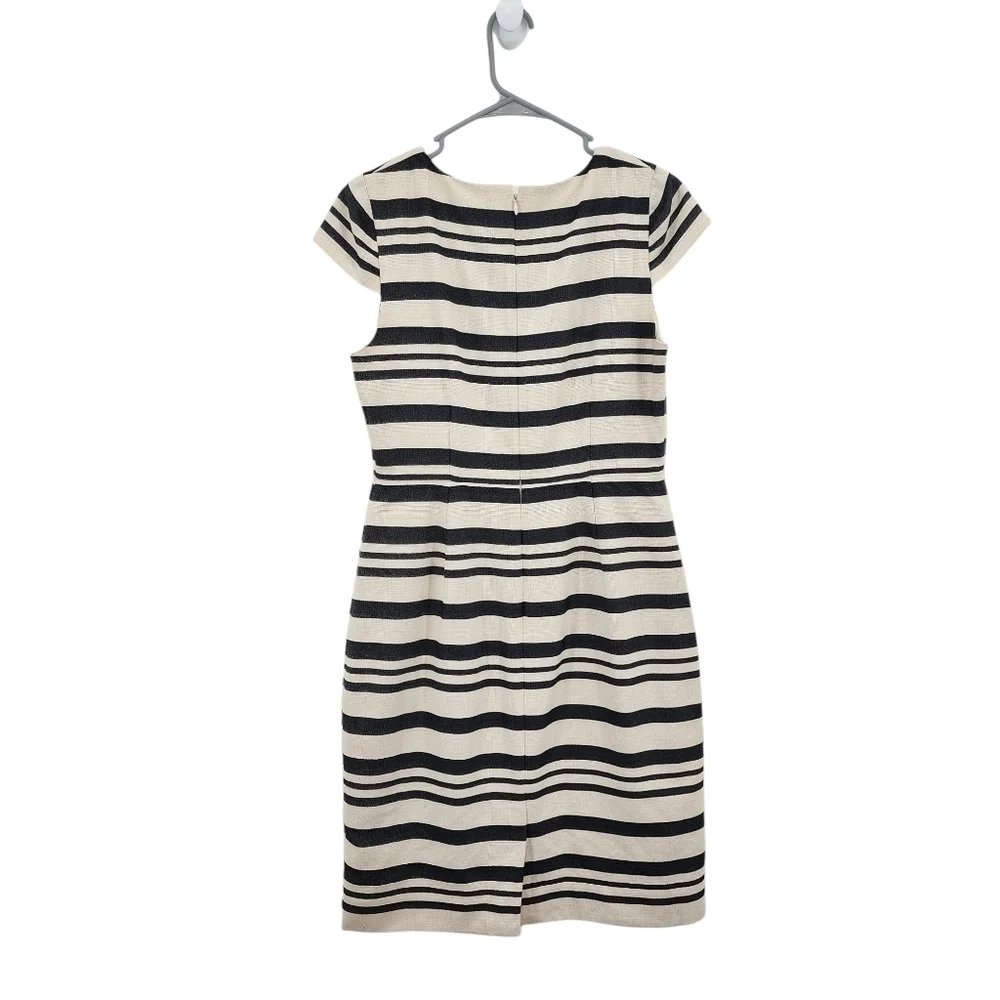 J. Crew Women's Cotton Stripes Cap Sleeves Sheath Preppy Dress - 8